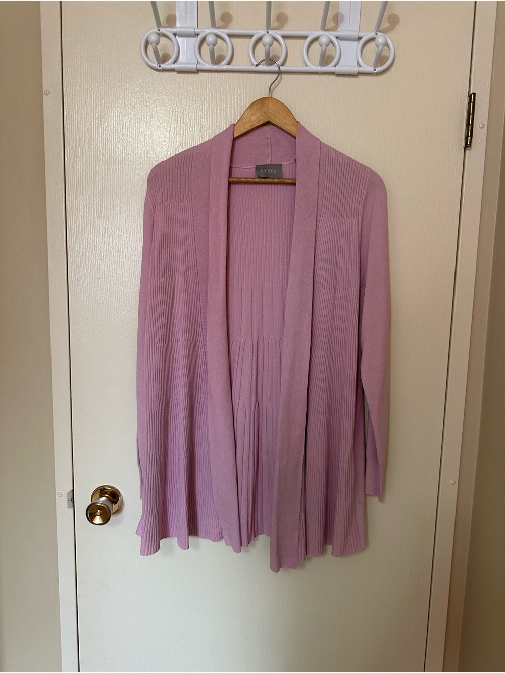 Cyrus pinkOpen-Front Ribbed Cardigan